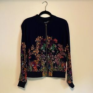 Merona Navy Floral Zip Up